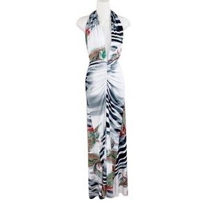 NWT Savee Laguna Beach white back printed convertible strap maxi dress EE4